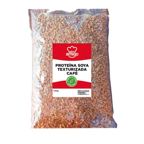 Proteína de soya texturizada café